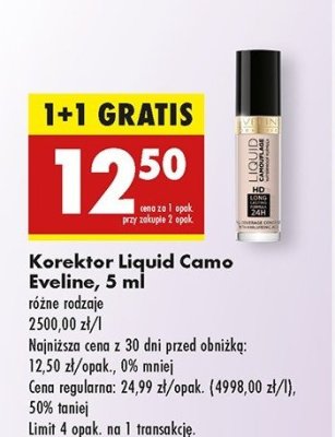 Kamuflaż do twarzy nr 03 vanilla EVELINE COSMETICS LIQUID CAMOUFLAGE promocja