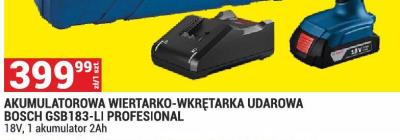 Wiertarko-wkrętarka akumulatorowa Bosch GSB 183-LI Professional promocja w Merkury Market