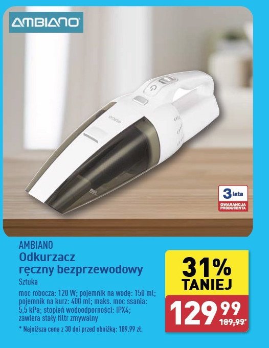 Odkurzacz ręczny 75 w AMBIANO promocja