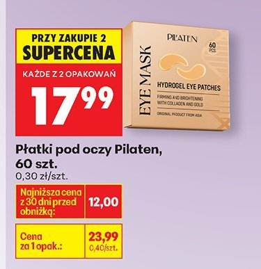 Płatki pod oczy Pilaten, 60 szt. promocja w Biedronka