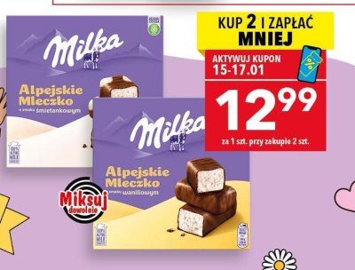 Alpejskie Mleczko o smaku śmietankowym Milka promocja