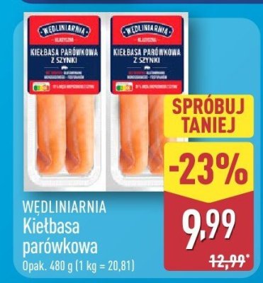 Kiełbasa parówkowa  promocja w Aldi