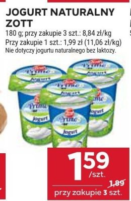 Jogurt JOGURT NATURALNY ZOTT promocja w Stokrotka