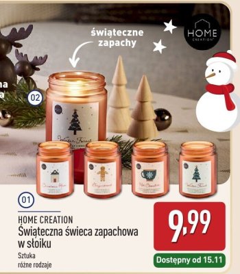 Świąteczna świeca zapachowa w słoiku HOME CREATION promocja w Aldi