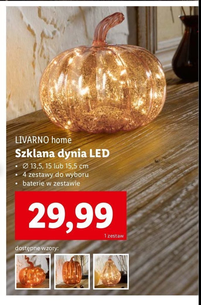 Szklana dynia led LIVARNO HOME promocja