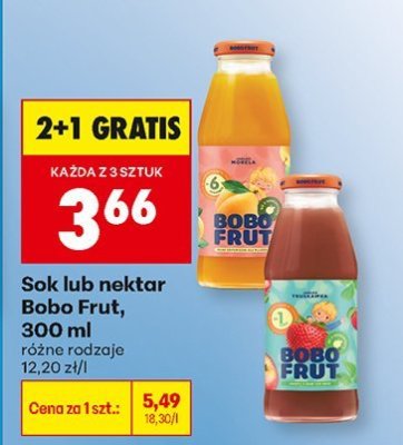 Sok lub nektar Bobo Frut 300ml różne rodzaje promocja w Biedronka