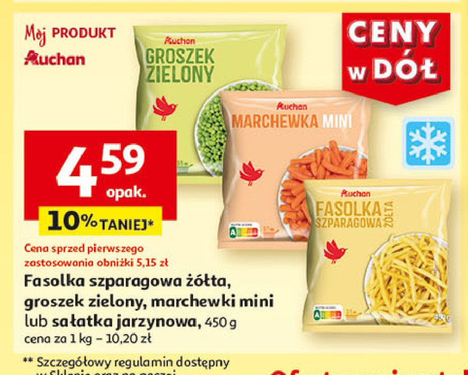 Fasolka szparagowa zółta Auchan różnorodne (logo czerwone) promocja
