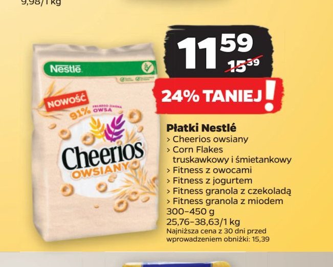 Płatki śniadaniowe truskawkowy i śmietankowy Nestle corn flakes Corn flakes (nestle) promocja