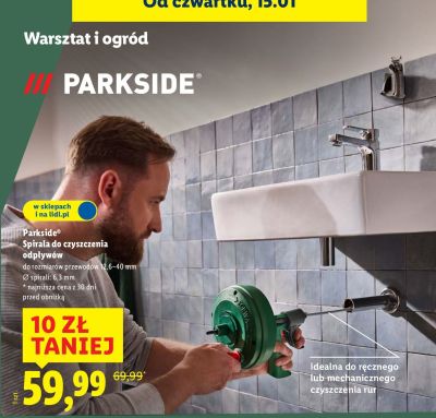 Spirala do czyszczenia odpływów Parkside promocja w Lidl