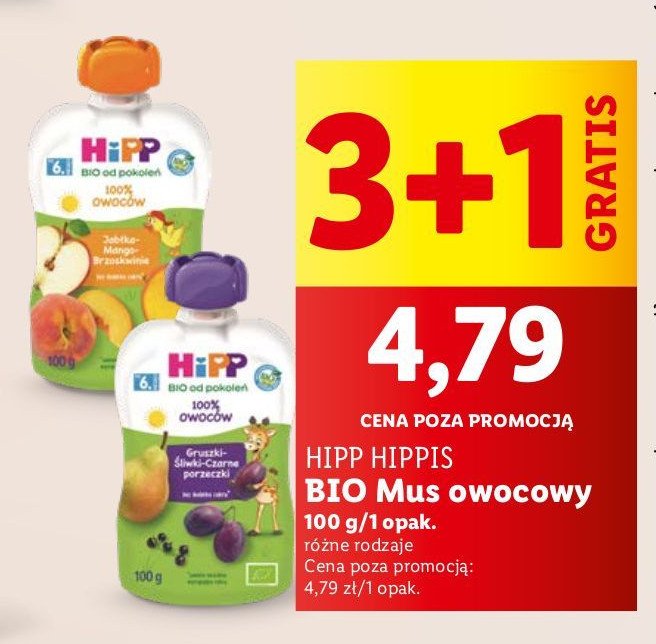 Mus jabłka-mango-brzoskwinie Hipp bio promocja