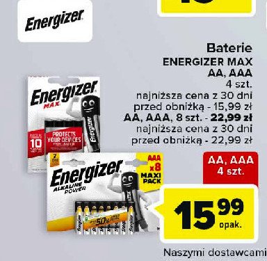 Baterie alkaliczne aaa Energizer max promocja