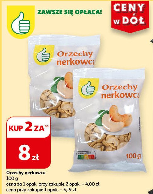 Orzechy nerkowca Podniesiony kciuk promocja