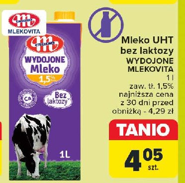 Mleko bez laktozy 1.5% Mlekovita wydojone promocja