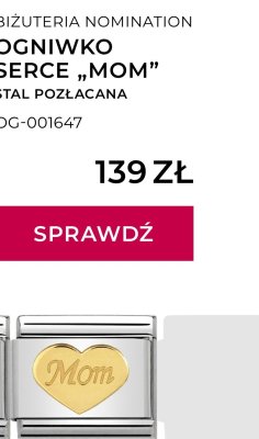 Ogniwo Serce "MOM", Stal Pozłacana promocja w Briju