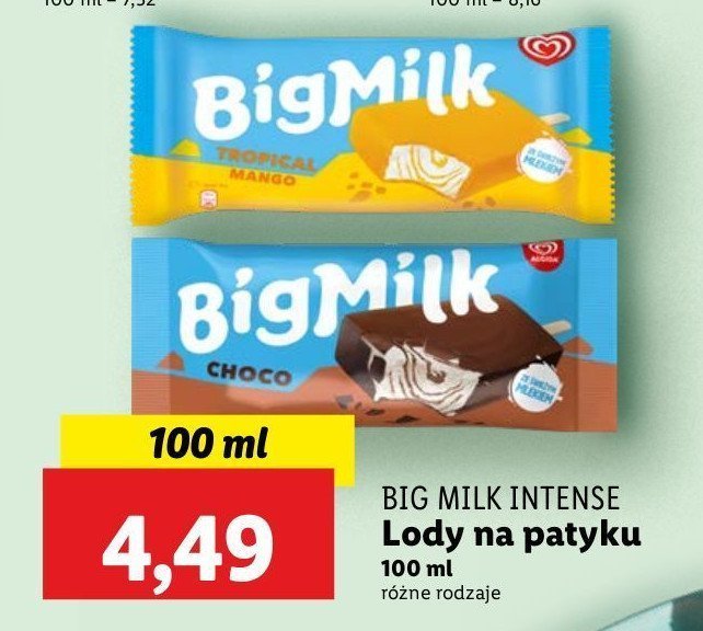 Lód tropical mango Algida big milk promocja