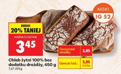 Chleb żytni 100% bez dodatku drożdży promocja w Biedronka