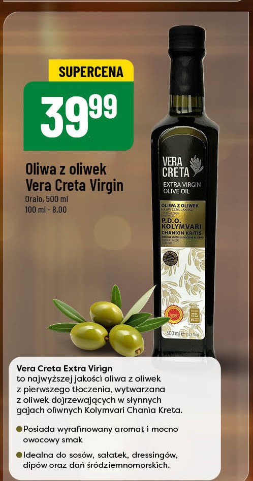 Oliwa z oliwek extra virgin Vera creta promocja