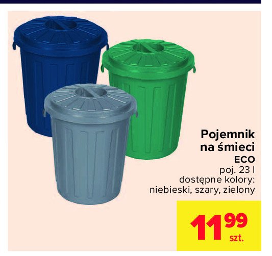Pojemnik na śmieci eco 23 l niebieski promocja