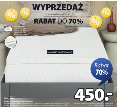 Materac piankowy WELLPUR GLOMMA promocja w Jysk