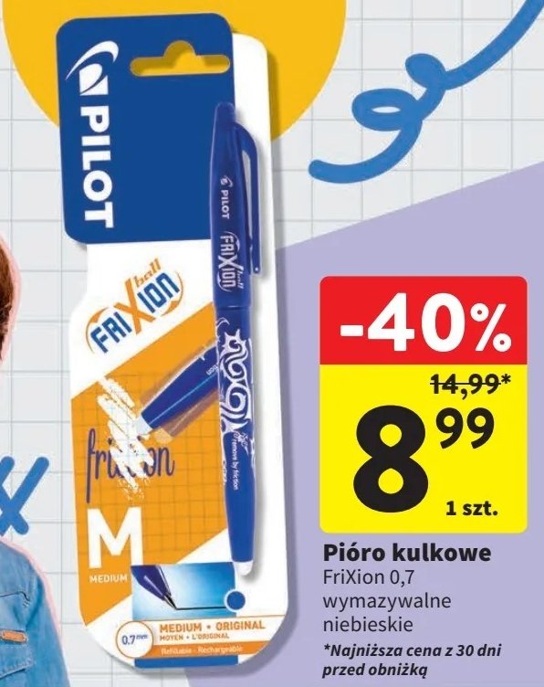 Długopis clicker niebieski Pilot frixion promocja