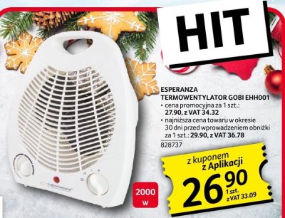 Termowentylator Esperanza Gobi EHH001 promocja w Selgros