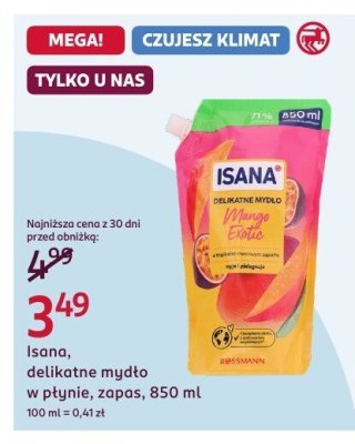 Mydło w płynie Isana, delikatne mydło w płynie, zapas, 850 ml promocja w Rossmann