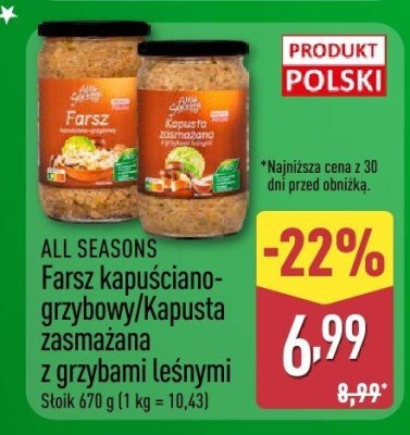 Kapusta zasmażana z grzybami leśnymi ALL SEASONS promocja w Aldi