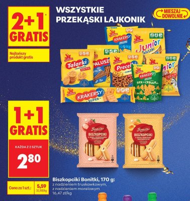 Biszkopciki Bonitki z nadzieniem morelowym 170g promocja w Biedronka