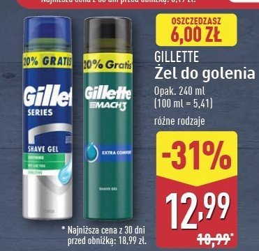 Żel do golenia sensitive skin Gillette series promocja