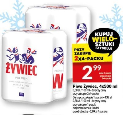 Piwo Żywiec, 4x500 ml promocja w Twój Market