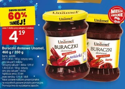 Buraczki domowe Unamel promocja w Twój Market