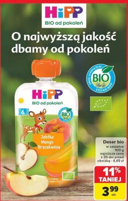 Deser bio w saszetce HiPP promocja w Carrefour