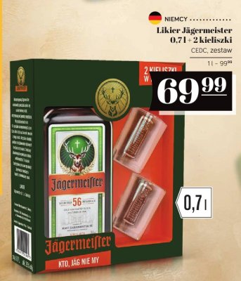 Likier Jägermeister 0.7l + 2 kieliszki CEDC zestaw promocja w POLOmarket