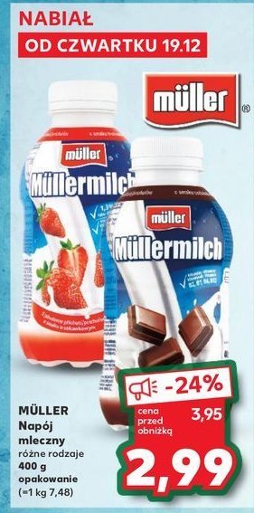 Napój mleczny truskawkowy Mullermilk promocja w Kaufland