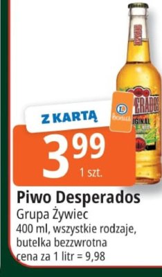 Piwo Desperados Grupa Żywiec 400 ml butelka zwrotna promocja w Leclerc