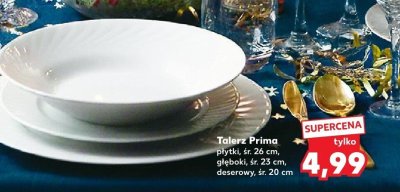 Talerz Prima płytki, śr. 26 cm, głęboki, śr. 23 cm, deserowy, śr. 20 cm promocja w Kaufland