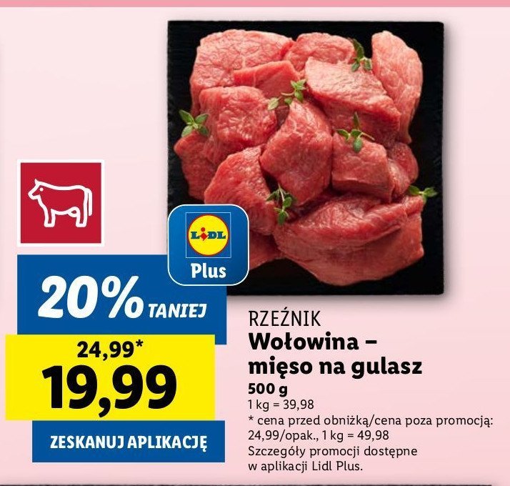 Mięso wołowe na gulasz Rzeźnik codzienna dostawa promocja w Lidl