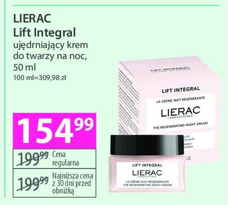 Krem liftingujący na noc Lierac lift integral promocja