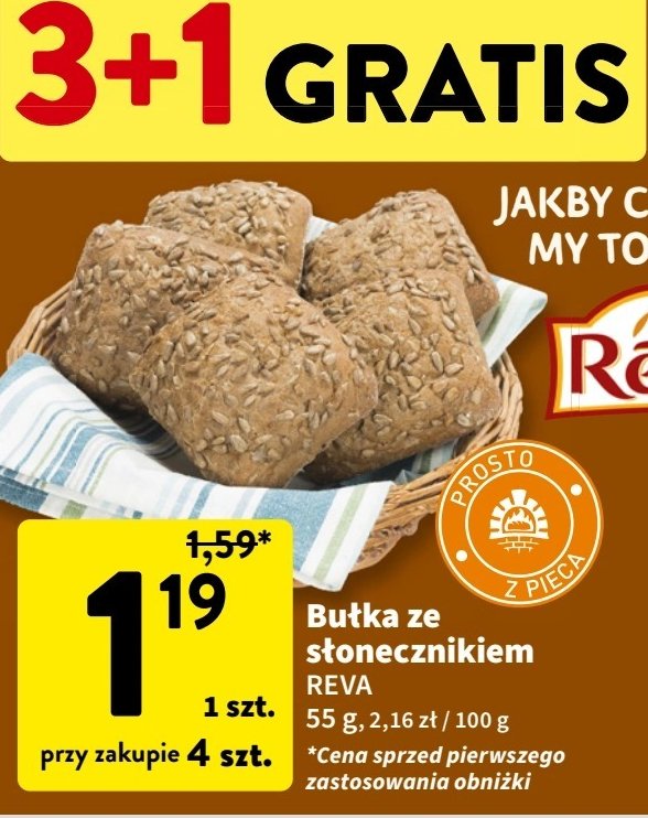 Bułka ze słonecznikiem Reva promocja w Intermarche