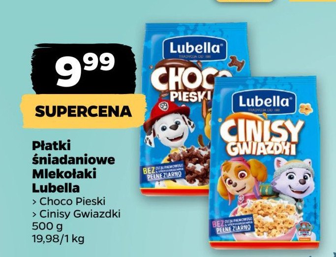 Płatki choco pieski Lubella mlekołaki promocja