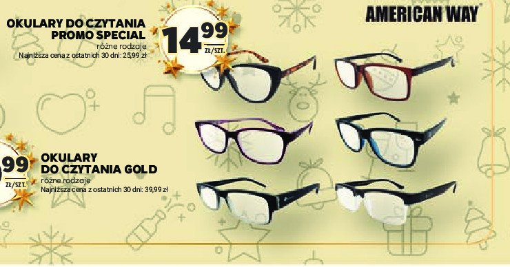 Okulary do czytania gold American way promocja w Stokrotka