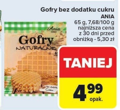 Gofry bez dodatku cukru ANIA 65g promocja w Carrefour Market