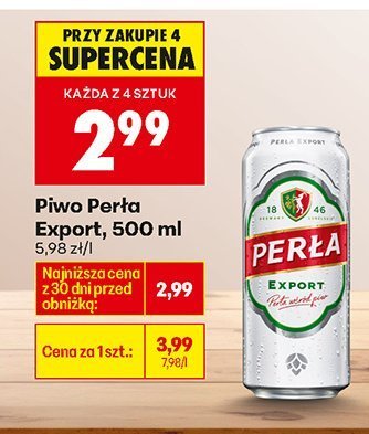 Piwo Perła Export, 500 ml promocja w Biedronka