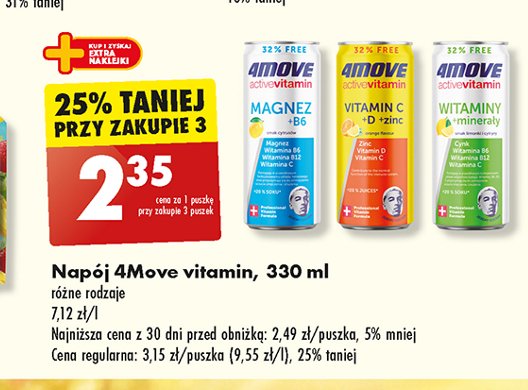 Napój witaminy + minerały 4move active vitamin promocja