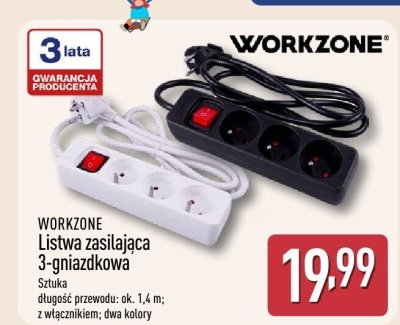 Listwa zasilająca WORKZONE Listwa zasilająca 3-gniazdkowa promocja w Aldi