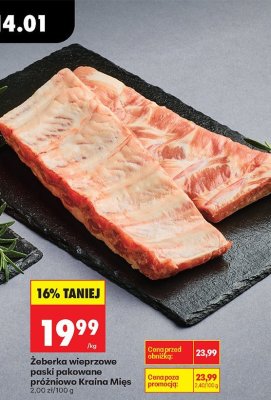 Żeberka wieprzowe pęski pakowane próżniowo promocja w Biedronka