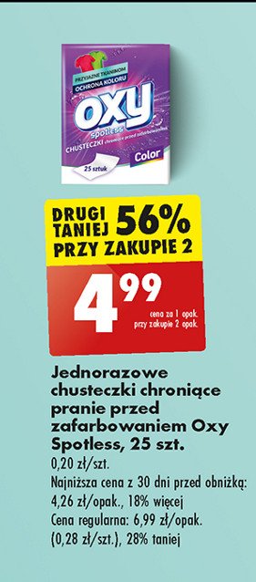 Chusteczki jednorazowe chroniące przed zafarbowaniem Oxy spotless promocja