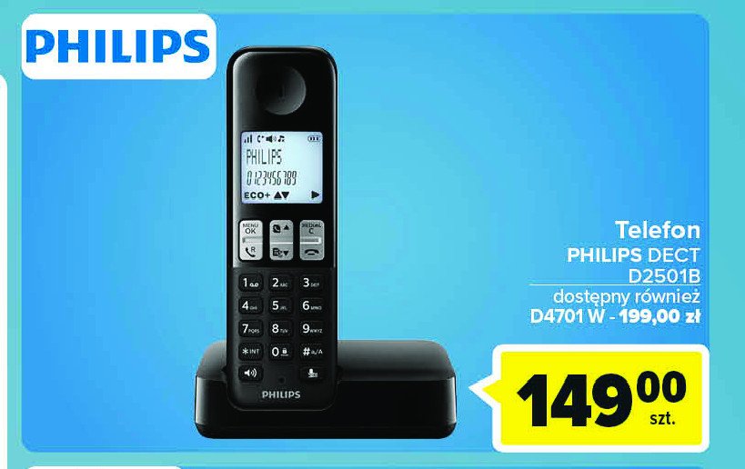 Telefon dect d2501b Philips promocja
