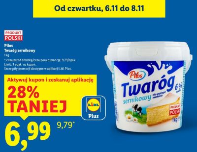 Twaróg sernikowy 1 kg Pilos promocja