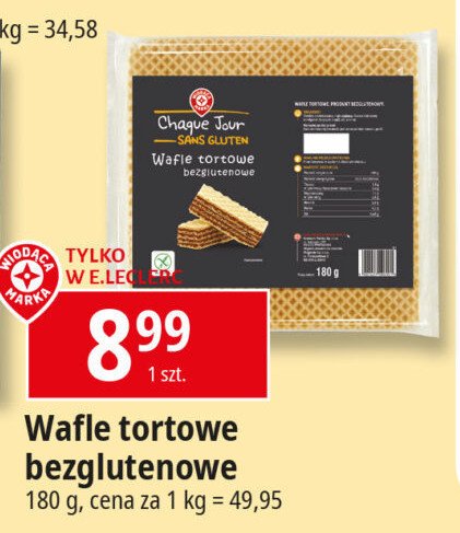 Wafle tortowe bezglutenowe Wiodąca marka chaque jour promocja